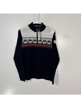 Dale Of Norway Liberg Sweater Womens Medium Blue Fair Isle 1/4 Zip Ski Wool Knit